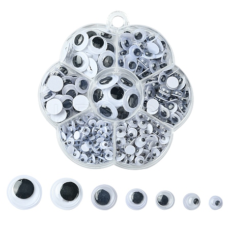 400Pcs 7 Styles Black & White Wiggle Googly Eyes Cabochons DIY Scrapbooking Crafts Toy Accessories KY-YW0001-66-1