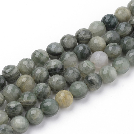 Natural Green Line Jasper Beads Strands G-Q462-102-6mm-1