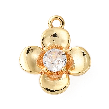 Brass Pave Clear Cubic Zirconia Charms KK-V016-20G-1