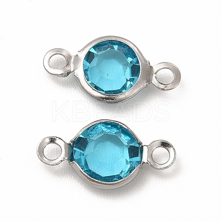 304 Stainless Steel with Glass Connector Charms STAS-G305-08P-06-1