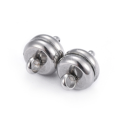 Tarnish Resistant 202 Stainless Steel Magnetic Clasps with Loops LS-STAS-P206-03P-B-1