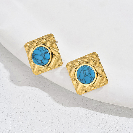 304 Stainless Steel Rhombus Stud Earrings VU3141-2-1
