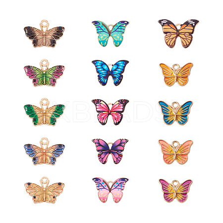 30Pcs 15 Style Light Gold Alloy Enamel Pendants ENAM-CW0001-16-1