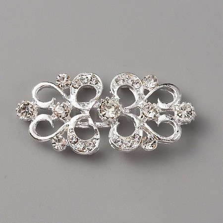 Zinc Alloy Crystal Rhinestone Snap Lock Clasps LS-FIND-WH0008-20S-1