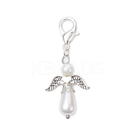 10Pcs Angel Acrylic Imitation Pearl Pendant Decorations HJEW-JM02317-S-1