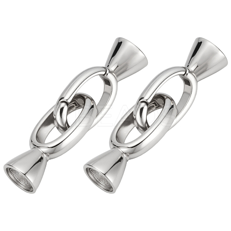 2Pcs 925 Sterling Silver Fold Oval Clasps STER-BC0003-45-1