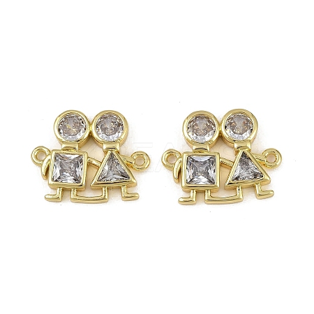 Brass Pave Clear Cubic Zirconia Couple Links KK-I358-006G-1