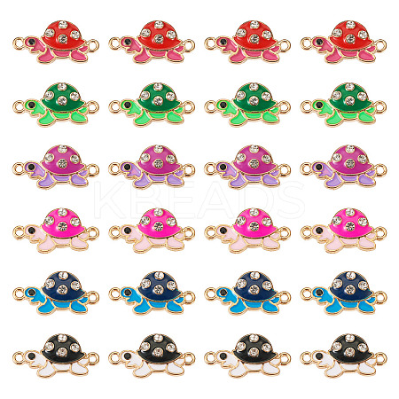 24Pcs 6 Colors Alloy Enamel Connector Charms ENAM-TA0001-58-1