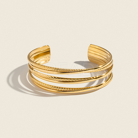 Elegant 304 Stainless Steel Multi-Layer Cuff Bangles for Women ZS0773-1