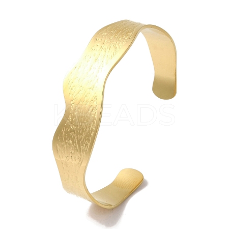 304 Stainless Steel Open Cuff Bangles for Women BJEW-I315-01G-1