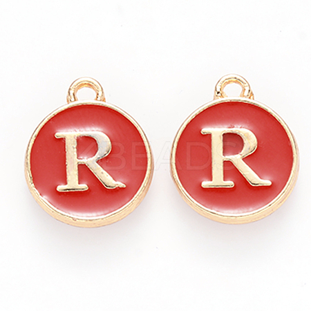 Golden Plated Alloy Enamel Charms X-ENAM-S118-03R-1