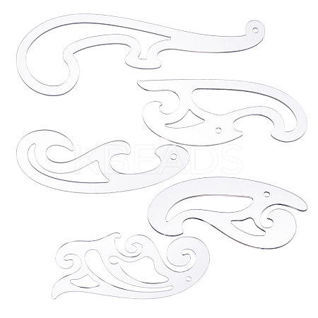 5Pcs 5 Styles Acrylic Drawing Template Measuring Ruler Set TOOL-WH0243-001-1
