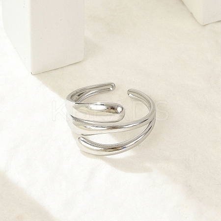 304 Stainless Steel Cuff Rings for Women RJEW-G338-21P-1