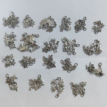 40Pcs 20 Styles Tibetan Style Alloy Pendant Decorations HJEW-AB00257-1