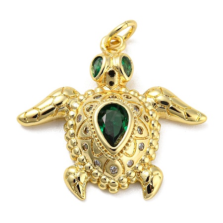 Rack Plating Brass Cubic Zirconia Pendants X-KK-M258-09G-1