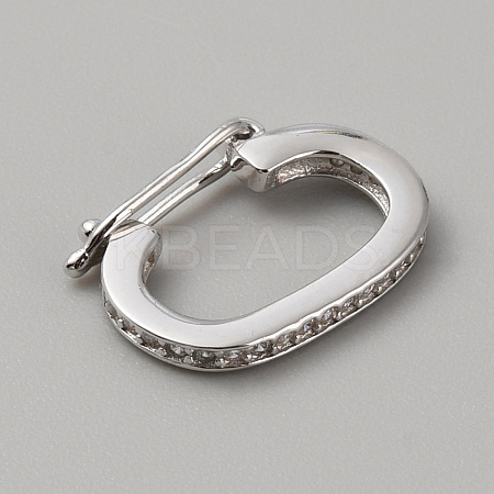 Rhodium Plated 925 Sterling Silver Micro Pave Clear Cubic Zirconia Twister Clasps FIND-WH0422-21B-P-1