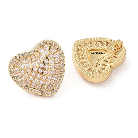 Rack Plating Brass Micro Pave Clear Cubic Zirconia Stud Earring for Women EJEW-G394-37G-1