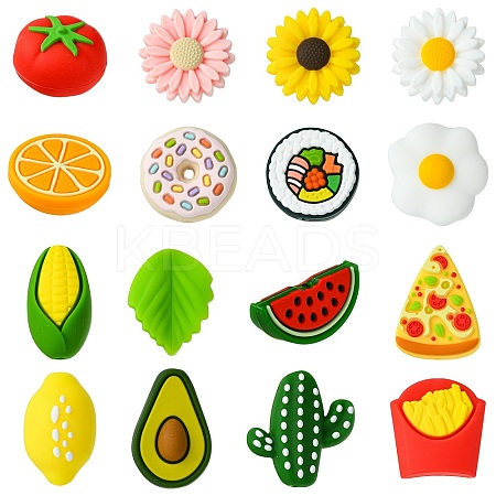16Pcs 16 Styles Food Grade Eco-Friendly Silicone Focal Beads SIL-CJ0001-27-1