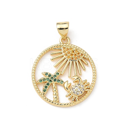 Brass Micro Pave Cubic Zirconia Pendants KK-S337-08G-G-1