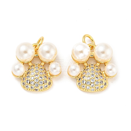 Rack Plating Brass Micro Pave Clear Cubic Zirconia Pendants KK-F861-04G-1