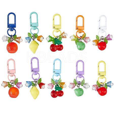 10Pcs 5 Styles Fruit Resin & Acrylic Pendant Decorations HJEW-FH00099-1