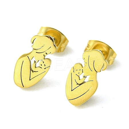 Thanksgiving Day Theme 304 Stainless Steel Stud Earrings EJEW-B041-01G-01-1
