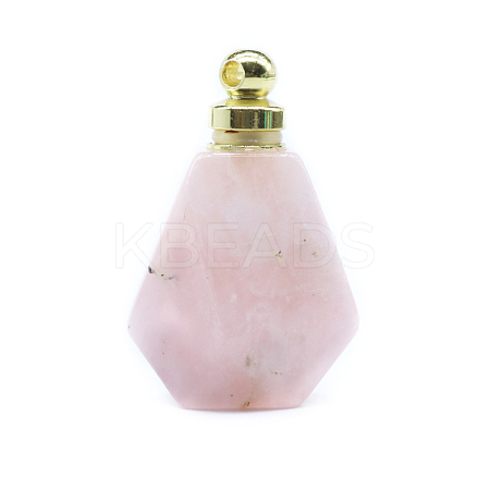 Natural Rose Quartz Perfume Bottle Pendants BOTT-PW0001-070A-1