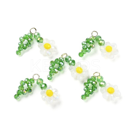 Glass Beaded Pendants GLAA-C028-07F-1