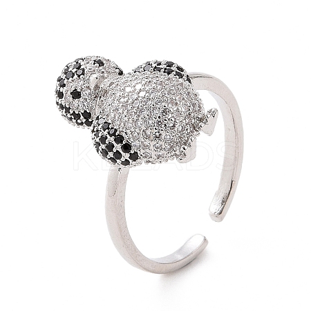 Cubic Zirconia Penguin Open Cuff Ring RJEW-G283-02P-1