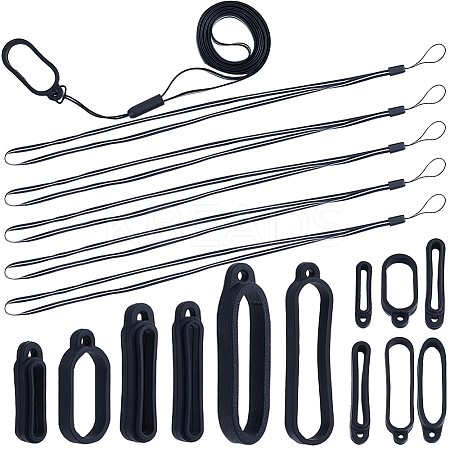 60Pcs Silicone Rings with 5 Strands Adjustable Necklace Lanyard Anti-Lost Pendant Holder MOBA-CP0001-01-1