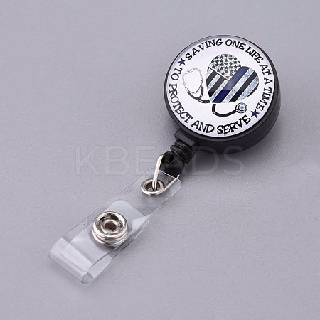 Stethoscope Pattern Glass Retractable Badge Reel AJEW-F041-02G-1
