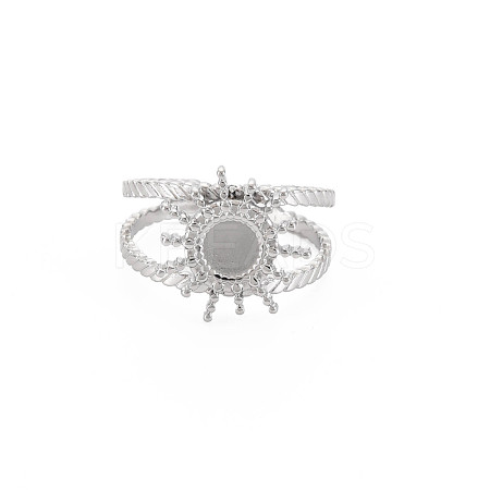 Tarnish Resistant 201 Stainless Steel Open Cuff Finger Ring Cabochon Settings STAS-S119-160P-1