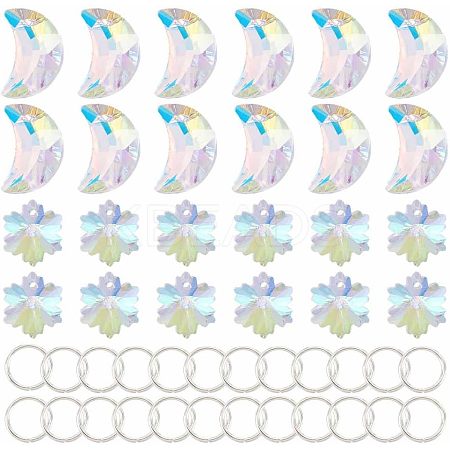 24Pcs 2 Style Glass Rhinestone Pendants GLAA-OC0001-27-1