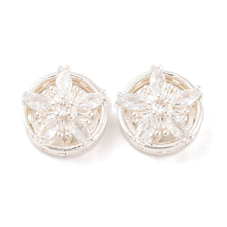 Brass Micro Pave Clear Cubic Zirconia Beads KK-S389-27S-1