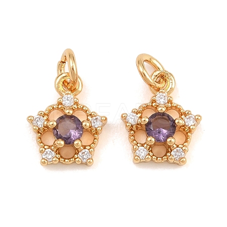 Brass Micro Pave Cubic Zirconia Charms CU-CBAA6E8-05G-06-1