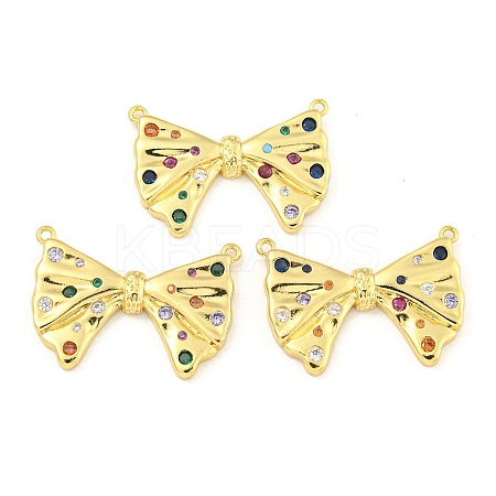 Bowknot Rack Plating Brass Micro Pave Colorful Cubic Zirconia Pendants KK-Z053-06G-1