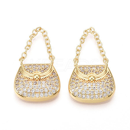 Brass Micro Pave Cubic Zirconia Pendants KK-T070-52G-1