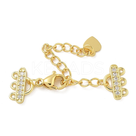 Rack Plating Brass Micro Pave Cubic Zirconia Chain Extender KK-A234-017G-1