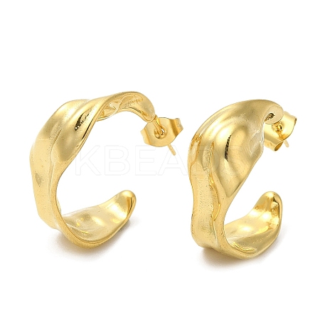 Ion Plating(IP) 304 Stainless Steel Irregular Twist Stud Earrings EJEW-B026-02G-1