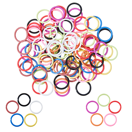 100Pcs 10 Colors Baking Paint Iron Stitch Markers Rings IFIN-HS0001-04-1