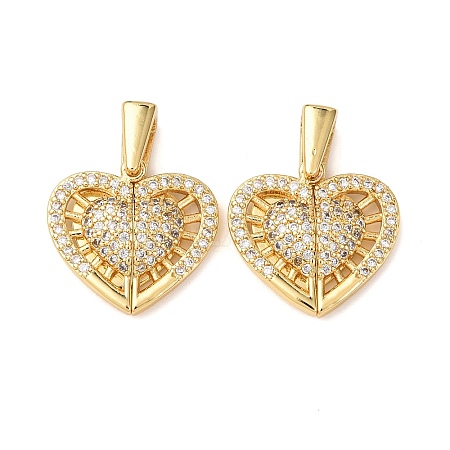 Brass Micro Pave Cubic Zirconia Openable Pendants KK-D012-02G-1