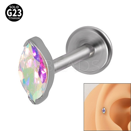 G23 Titanium Cubic Zirconia Horse Eye 17 Gauge Internally Threaded Labrets for Women Men WG9E7C9-25-1