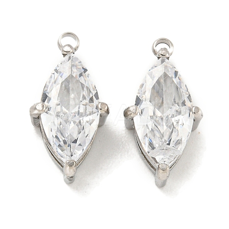 304 Stainless Steel Cubic Zirconia Pendants STAS-L278-006P-01-1