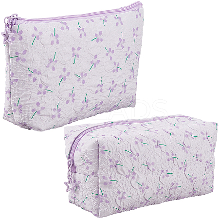 2Pcs 2 Styles Portable Travel Polyester Cosmetic Zipper Storage Clutch Bags ABAG-CY0001-01C-1