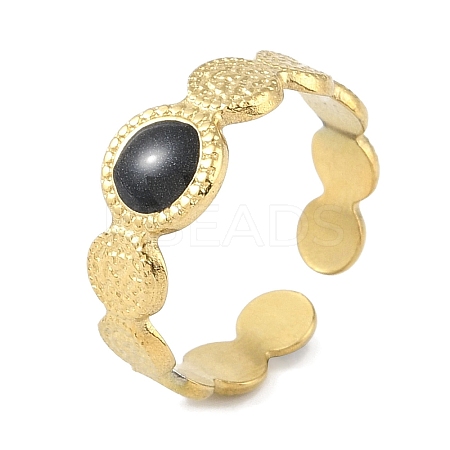 Ion Plating(IP) 304 Stainless Steel Enamel Textured Round Cuff Finger Rings RJEW-L107-066G-02-1