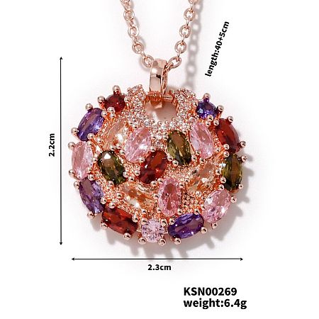 Brass Colorful Rhinestone Pendant Necklaces for Women IM3038-4-1