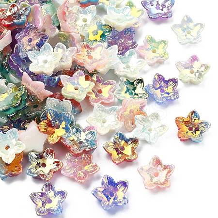 100Pcs 6 Colors Electroplate Two Tone Transparent Resin Beads RESI-CJ0005-28-1