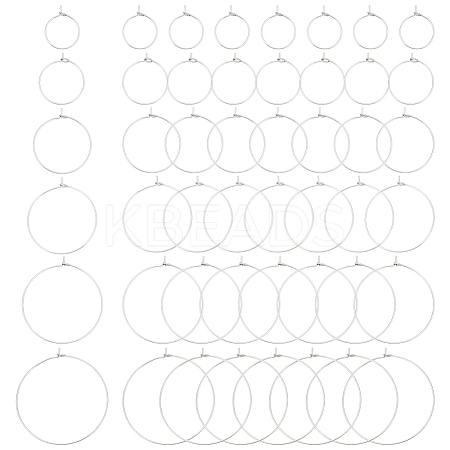48Pcs 6 Sizes 316L Surgical Stainless Steel Hoop Earring Findings STAS-LP0001-06-1