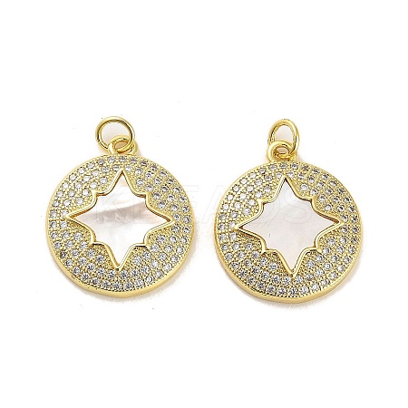 Brass Micro Pave Clear Cubic Zirconia Pendants KK-K365-02E-G-1