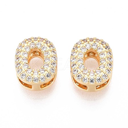 Brass Micro Pave Clear Cubic Zirconia Beads KK-T071-17G-O-1